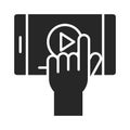 Mobile phone or smartphone click screen video electronic technology device silhouette style icon
