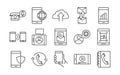 Mobile phone or smartphone electronic technology device line style icons set Royalty Free Stock Photo