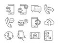 Mobile phone or smartphone electronic technology device line style icons set Royalty Free Stock Photo