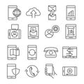 Mobile phone or smartphone electronic technology device line style icons set Royalty Free Stock Photo