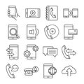 Mobile phone or smartphone electronic technology device line style icons set Royalty Free Stock Photo