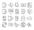 Mobile phone or smartphone electronic technology device line style icons set Royalty Free Stock Photo