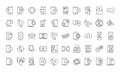 Mobile phone or smartphone electronic technology device line style icons set Royalty Free Stock Photo