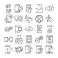 Mobile phone or smartphone electronic technology device line style icons set Royalty Free Stock Photo