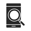 Mobile phone or smartphone magnifier electronic technology device silhouette style icon