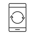 Mobile phone or smartphone reload arrows, electronic technology device line style icon