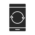 Mobile phone or smartphone reload arrows, electronic technology device silhouette style icon