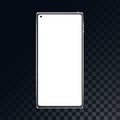 Mobile phone, smartphone on a translucent dark in a checkered gray background from squares. Vector illustration Royalty Free Stock Photo