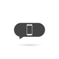 Mobile phone sms chat text message speech bubble icon with shadow Royalty Free Stock Photo