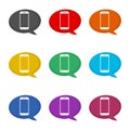 Mobile phone in speech bubble icon, color set Royalty Free Stock Photo