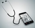Mobile phone and stethoscope
