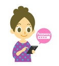 Mobile phone, strong password, woman Royalty Free Stock Photo