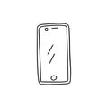 Mobile phone, stylish smartphone. Vector doodle icon