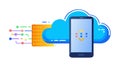 Mobile Phone Syncing Data to Cloud Storage, Digital, vector design Generative AI Royalty Free Stock Photo