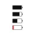 Mobile phone system icons. Wifi signal strength, battery charge level. Vector illustration.