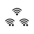 Mobile phone system icons. Wifi signal strength, battery charge level. Vector illustration.