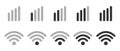 Mobile phone system icons, wifi signal strength, vector Royalty Free Stock Photo