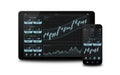 Mobile phone and tablet with forex chart
