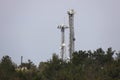 Mobile phone Telecommunication Radio antenna Tower. Cell phone tower with blue sky background Royalty Free Stock Photo