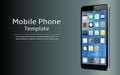 Mobile phone template. Smart phone with app icons mock up. Mobile device concept