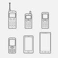 Mobile phone to smartphone evolution Royalty Free Stock Photo