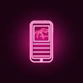 mobile phone travel booking neon icon. Elements of turizm set. Simple icon for websites, web design, mobile app, info graphics
