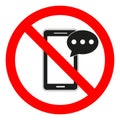 Mobile phone using and texting restriction. Texting and calling are not allowed. No cell phone. Cell phone using is prohibited Royalty Free Stock Photo