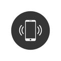 Mobile phone vibrating or ringing flat vector icon for apps and