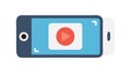 Mobile phone with video player and play button, for digital content, vector design Generative AI Royalty Free Stock Photo