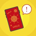 mobile phone virus screen. Security protection concept. Alert message. Vector illustration. stock image. Royalty Free Stock Photo