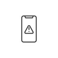 Mobile phone warning alert, attention line icon