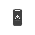 Mobile phone warning alert, attention vector icon