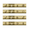 Mobile phone web icons on bronze bar Royalty Free Stock Photo