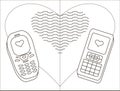 Mobile phones-enamoured, contours Royalty Free Stock Photo