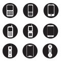 Mobile phones icon set - nine office mobile phones Royalty Free Stock Photo