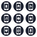 Mobile phones, contact icons set