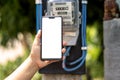 Mobile phones with white screens, including electricity meters for household electrical appliances. Royalty Free Stock Photo