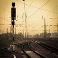 Mobile photography tone confusing rail tracks dusk Royalty Free Stock Photo