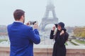 Mobile photography, tourists in Paris