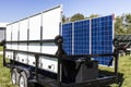 Indianapolis - Circa October 2017: Mobile Photovoltaic Solar Panels on trailers. The ultimate in portable and emergency power IV Royalty Free Stock Photo