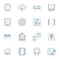 Mobile phs linear icons set. Smartphs, Touchscreen, Apps, Android, iOS, Battery, Camera line vector and concept signs Royalty Free Stock Photo