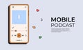 Mobile podcast banner in retro style for presentation product