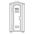 Mobile portable bio toilet outline icon. Front view. Blue plastic closet WC. Vector illustration