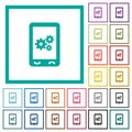Mobile preferences flat color icons with quadrant frames