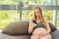 Mobile pregnancy online maternity application. Pregnant mother using phone. Pregnancy, medicine, pharmaceutics, health