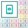 Mobile printing flat color icons with quadrant frames