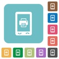 Mobile printing rounded square flat icons