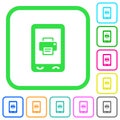 Mobile printing vivid colored flat icons