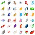 Mobile program icons set, isometric style Royalty Free Stock Photo