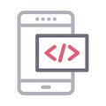 Mobile programming vector color line icon Royalty Free Stock Photo